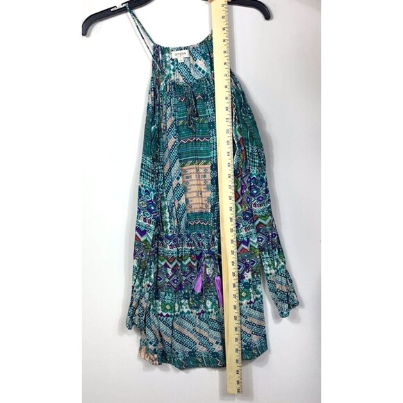 Umgee Womens Large Romper Blue Teal Aztec Print Boho Festival Hippie Summer - Picture 5 of 12